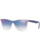 Ray Ban Matte Transparent Clear Gradient Blue Mirror Red